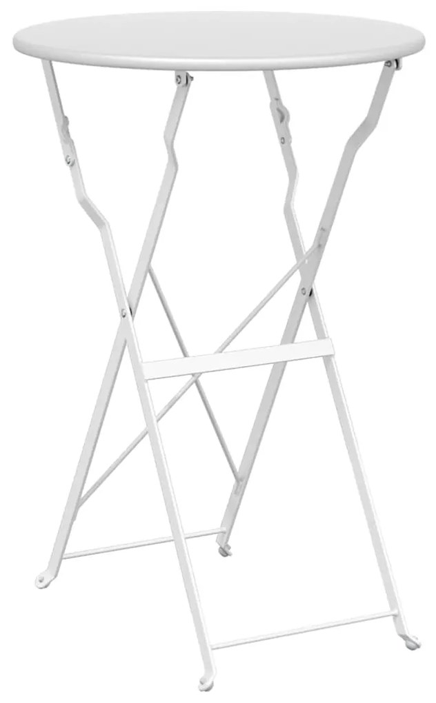 vidaXL Τραπέζι Bistro Λευκό Ø 50 x 71 εκ. Ατσάλι με Πούδρα