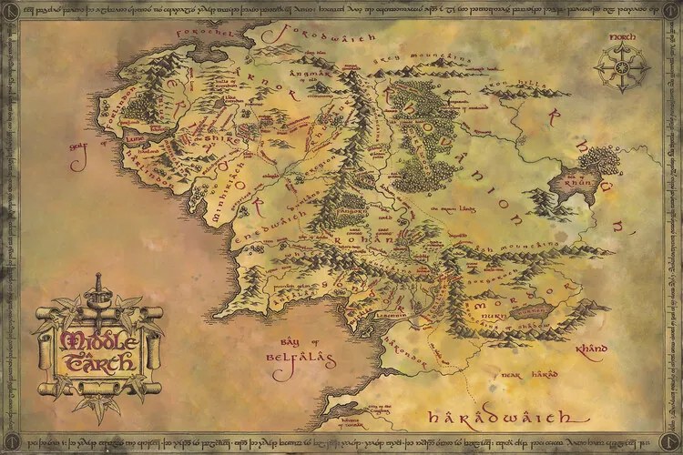 Αφίσα The Lord of the Rings - Map of the Middle Earth