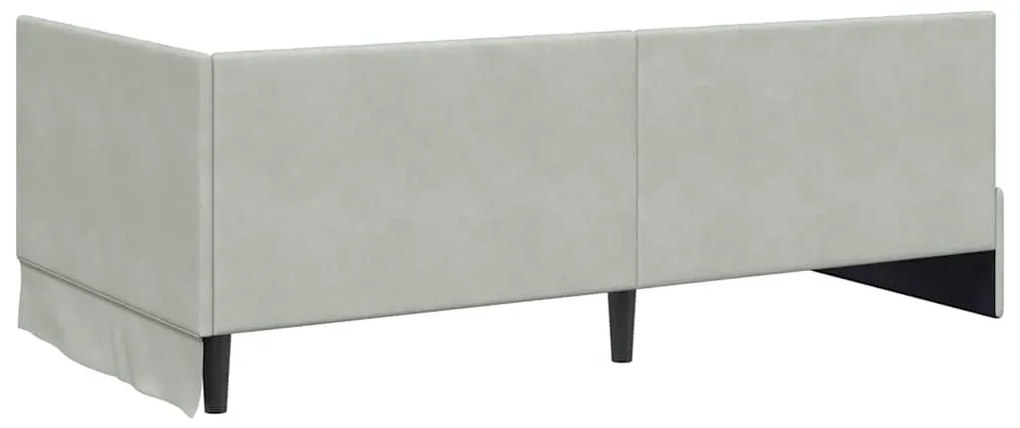 vidaXL Κρεβάτι Γωνίας με κεφαλάρι Ανοιχτό γκρι 90 x 190 cm Βελούδο