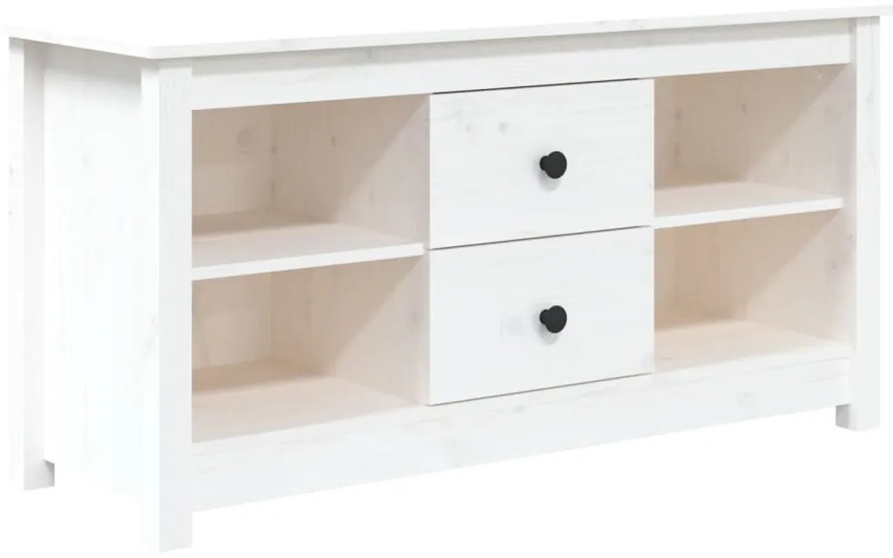vidaXL Έπιπλο Τηλεόρασης Λευκό 103x36,5x52 εκ. από Μασίφ Ξύλο Πεύκου