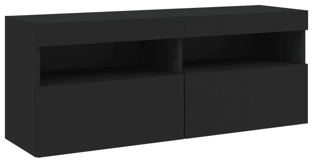 vidaXL Έπιπλο Τοίχου Τηλεόρασης με LED Μαύρο 100x30x40 εκ.