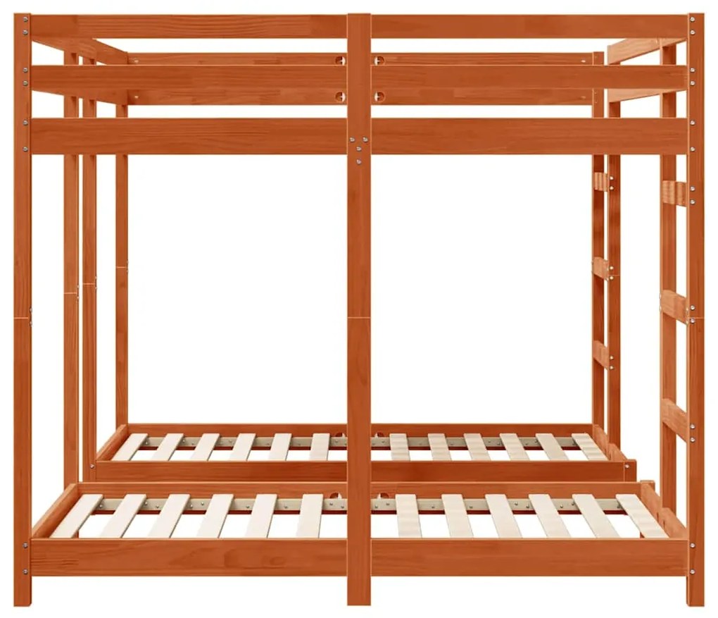 vidaXL Σκελετός Κουκέτας Τριών Επιπέδων Καφέ κεριού 160 x 200 cm