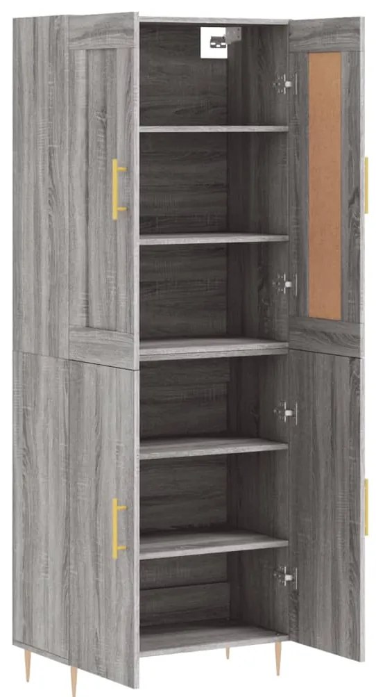 vidaXL Ντουλάπι Γκρι Sonoma 69,5 x 34 x 180 εκ. Επεξεργασμένο Ξύλο