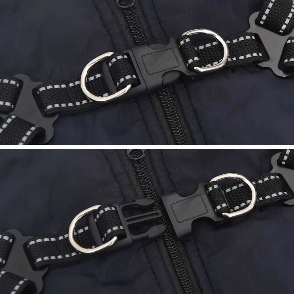 vidaXL Μπουφάν Σκύλου με ιμάντα Σκούρο μπλε S Φλις και Πολυεστέρας