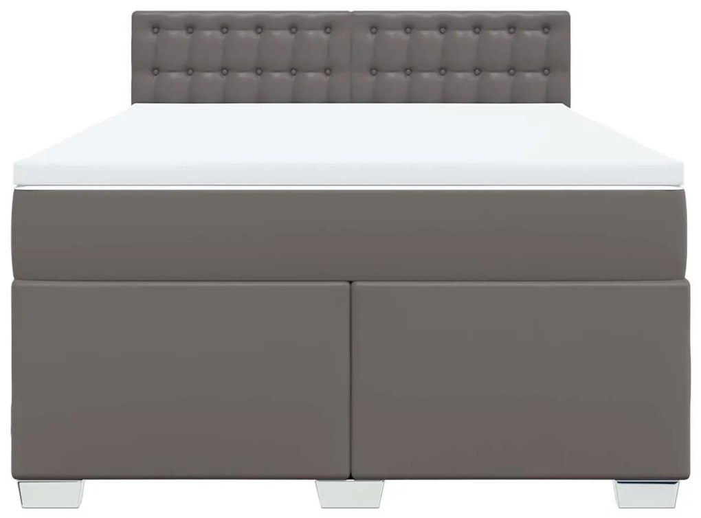 vidaXL Κρεβάτι Boxspring με Στρώμα Γκρι 140x190εκ. από Συνθετικό Δέρμα