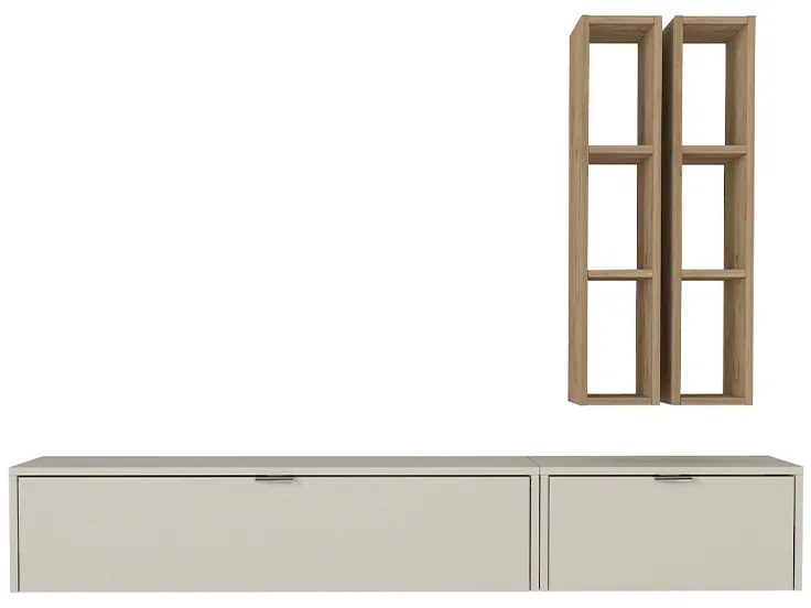 Σύνθεση τηλεόρασης επιτοίχια Edgar χρώμα sandstone - sepet oak 198,4x29,6x148,5εκ.