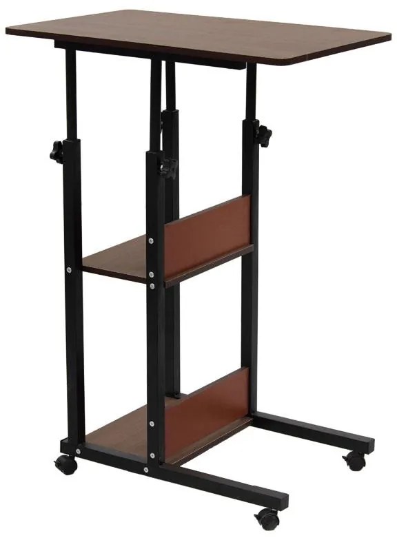 Βοηθητικό τραπέζι Babs τροχήλατο καρυδί-μαύρο 60x40x86εκ 60x40x92 εκ.