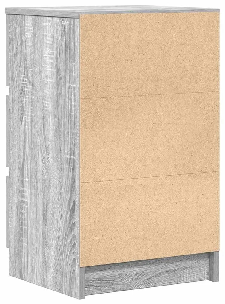 Κομοδίνα με 3 συρτάρια 2 τεμάχια Γκρι Sonoma 39x35x65 εκ. - Γκρι