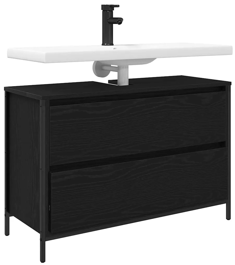 vidaXL Ντουλάπι νιπτήρα μπάνιου με συρτάρια Μαύρη δρυς 90x34,5x60 εκ.