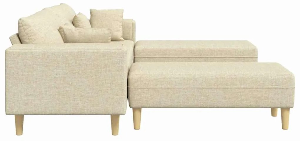 vidaXL Υφασμάτινος καναπές με μαξιλάρι 3 pcs Κρεμ 208 εκ. ύφασμα