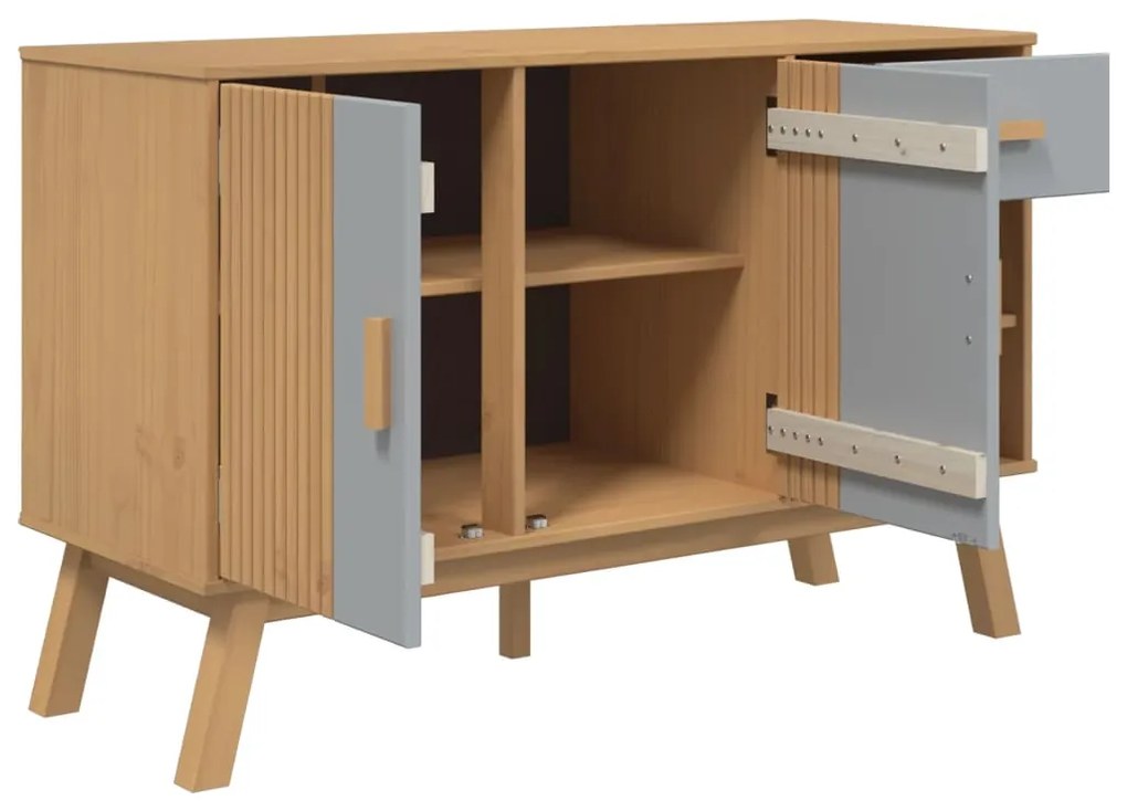 vidaXL Μπουφές OLDEN Γκρι &amp; Καφέ 114x43x73,5 εκ. από Μασίφ Ξύλο Πεύκου