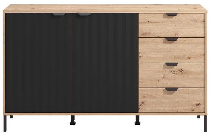 Κομότα - Μπουφές Vandea 3K4F Artisan Oak - Μαύρο Ματ 157x40x93 εκ. 157x40x93 εκ.