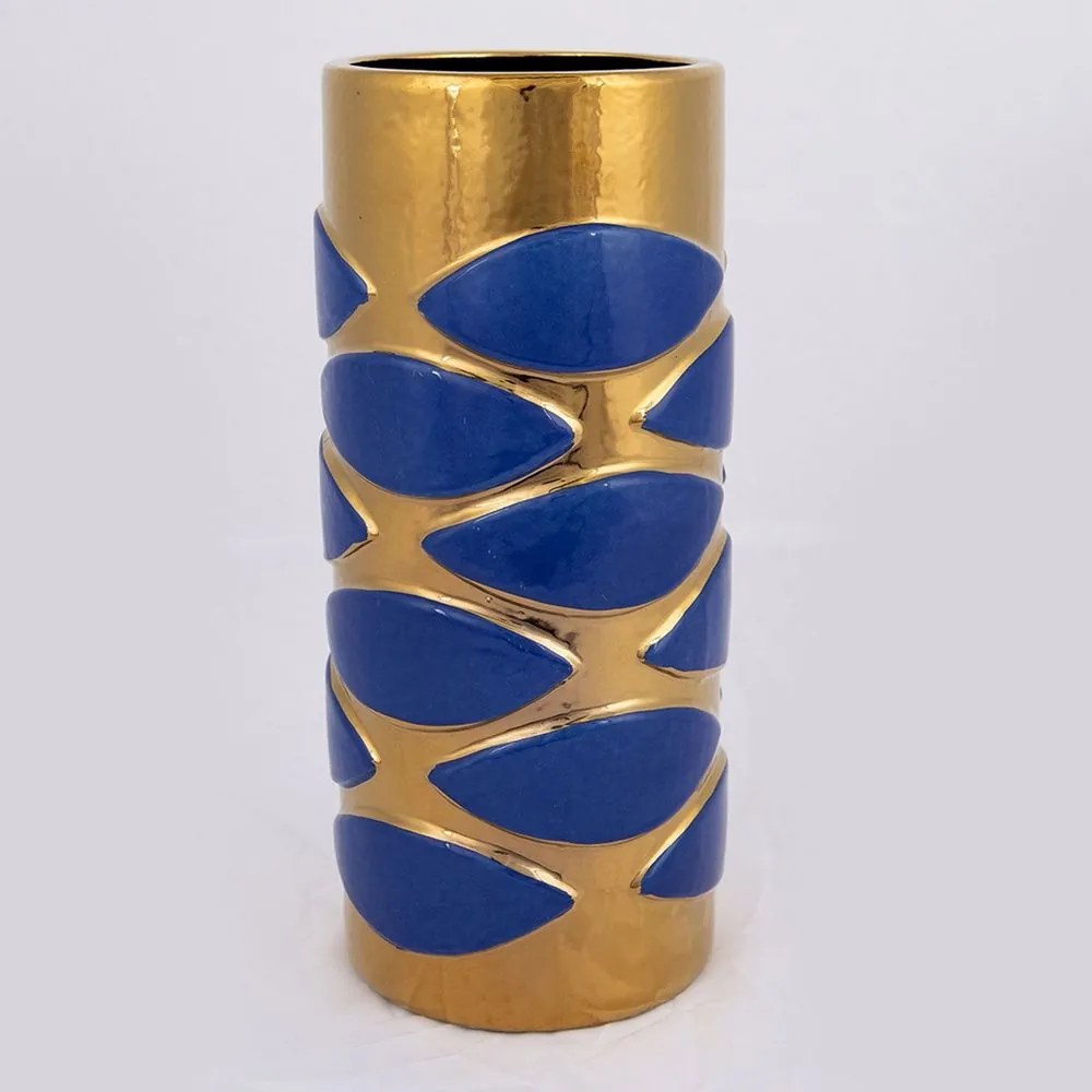 Βάζο Κεραμικό 752-20173 13x13x31cm Blue-Gold Estheti Home Ceramic