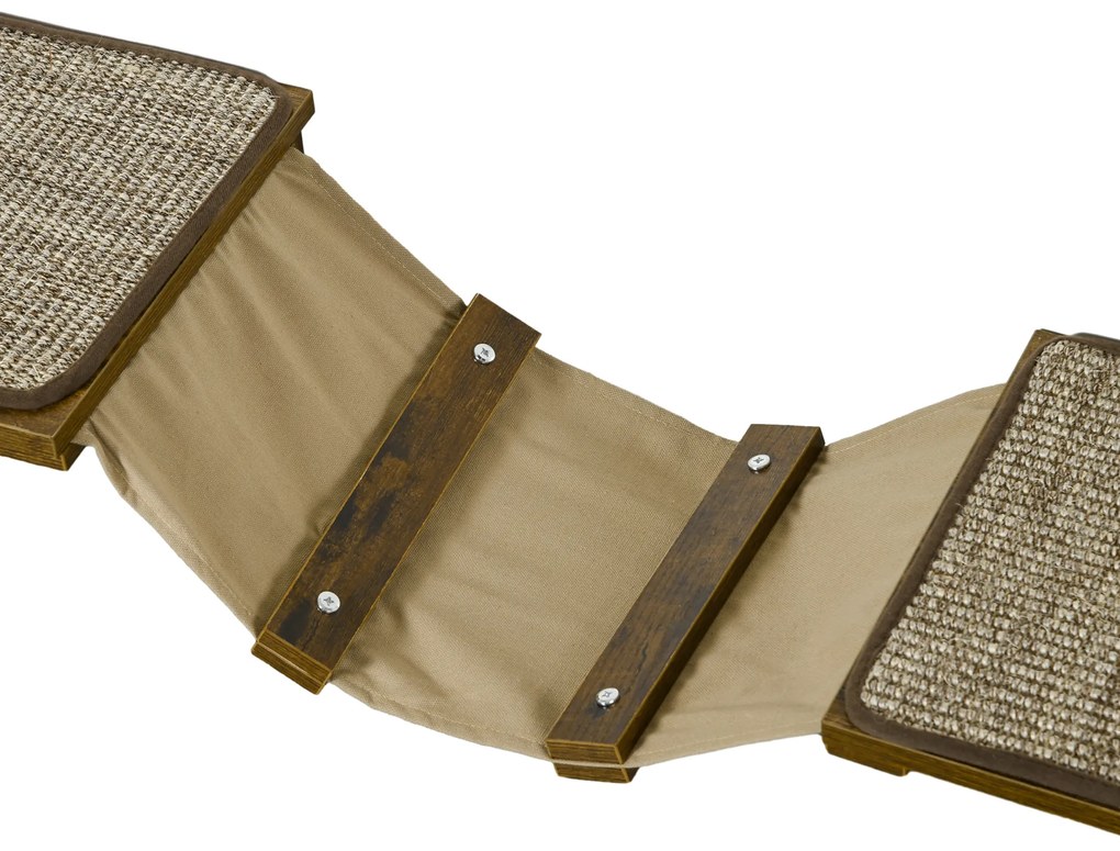 PawHut Σετ σκάλας για γάτες, τοίχος αναρρίχησης, 8 τεμάχια, έως 8 kg, ανθεκτικό, Καφέ/Κρεμ λευκό