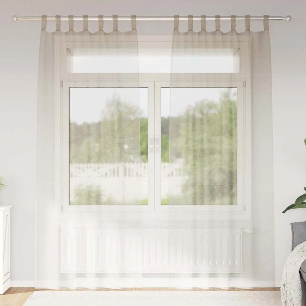 vidaXL Κουρτίνες με κουρτίνες 2 pcs Άμμος 140 x 260 εκ. Πολυεστέρας