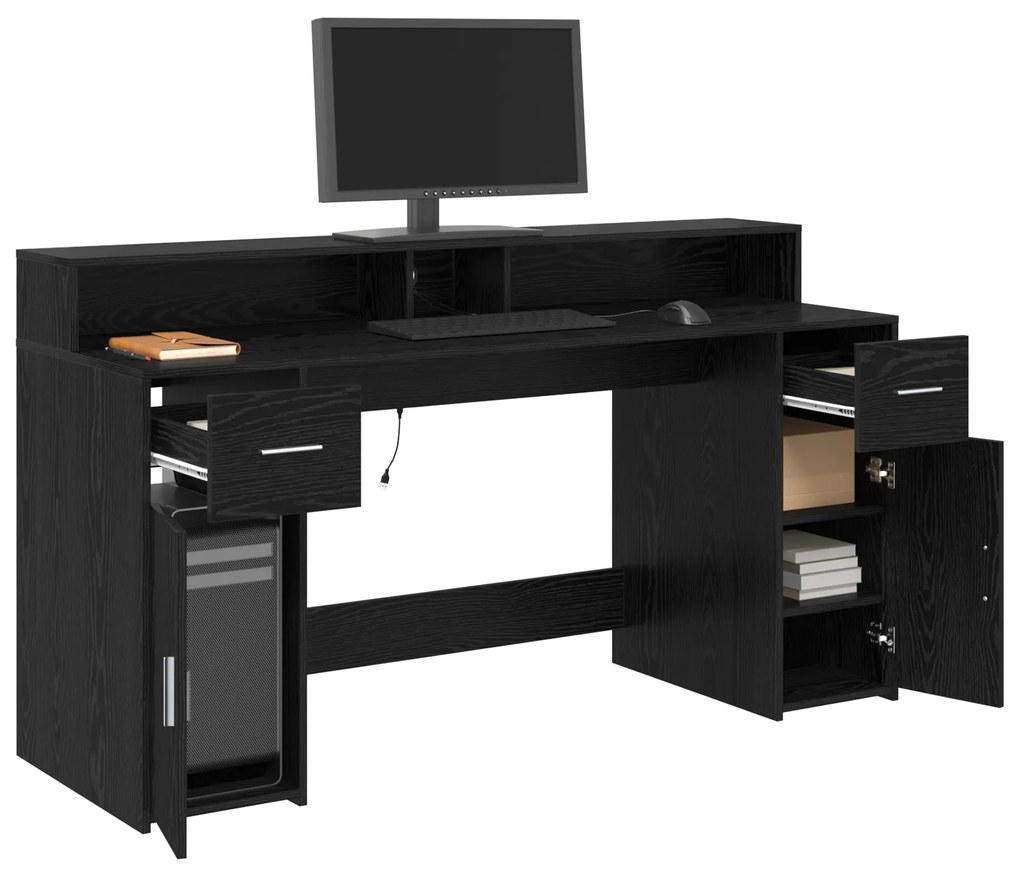 vidaXL Γραφείο Μαύρης Δρυός 160x55x91 εκ. Επεξεργασμένο Ξύλο