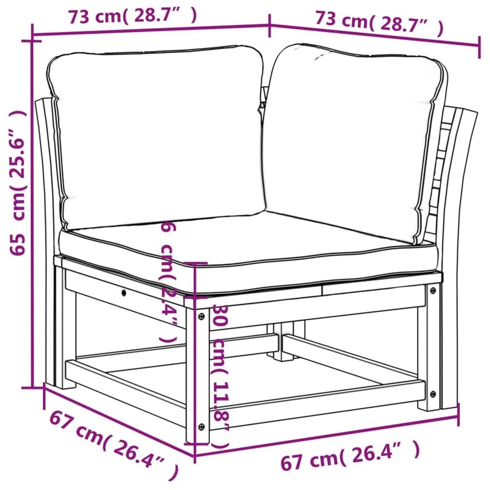 Καναπές Κήπου Γωνιακός Μαξιλάρια 73x73x65εκ. Μασίφ Ξύλο Ακακίας - Καφέ