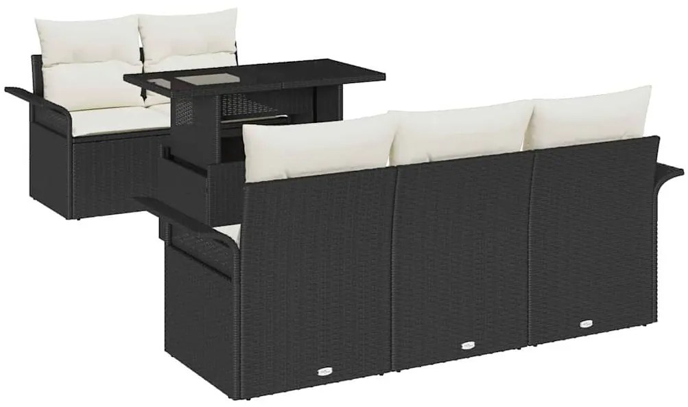 vidaXL Σετ Καναπέ Κήπου με μαξιλάρι 6 pcs Μαύρο Πολυ Ρατάν