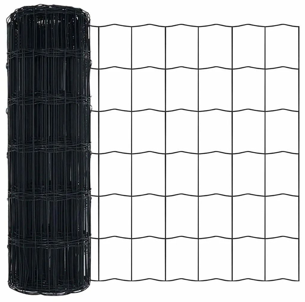 vidaXL Φράχτης Εuro Γκρι 0.8 x 25 m Σίδηρος με επικάλυψη PVC