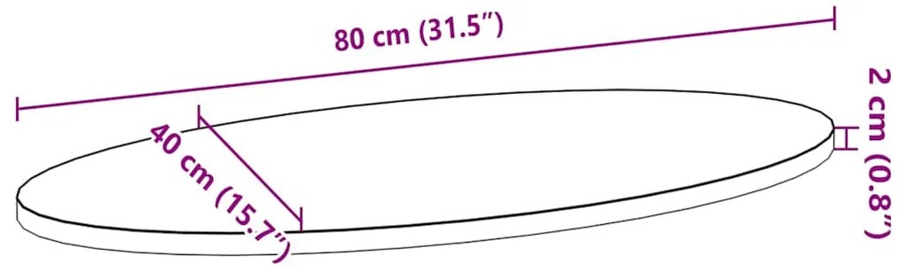 Επιτραπέζια επιφάνεια Σκούρο Καφέ 80x40x2 εκ. Ξύλο Δρυός Οβάλ - Καφέ