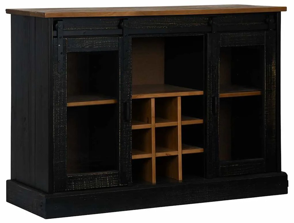 vidaXL Sideboard HALDEN 2 συρόμενες πόρτες μαύρο 112x40x80 cm