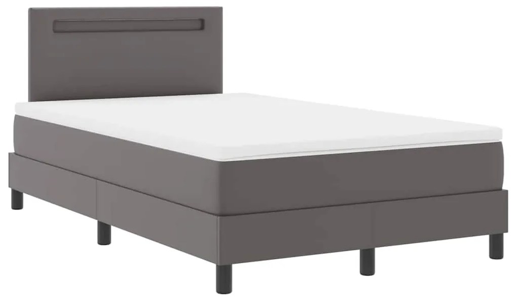 vidaXL Σκελετός κρεβατιού με στρώμα Γκρι 120 x 200 cm Τεχνητό δέρμα