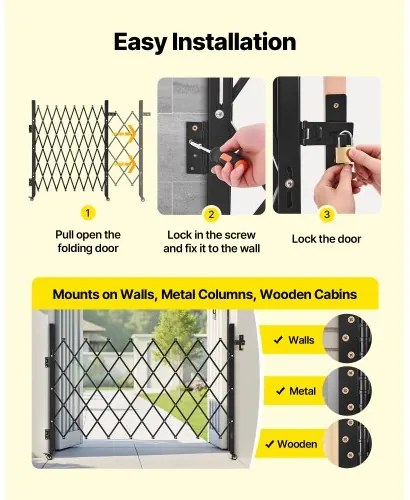 VEVOR Single Folding Security Gate Lockable Scissor Gate 66.93 x 51.57 in (WxH)
