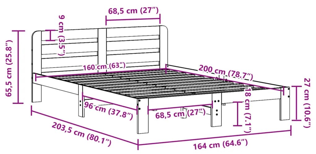 ΣΚΕΛΕΤΟΣ ΚΡΕΒ. ΧΩΡΙΣ ΣΤΡΩΜΑ ΚΑΦΕ ΚΕΡΙΟΥ 160X200 ΕΚ ΜΑΣΙΦ ΠΕΥΚΟ 855557