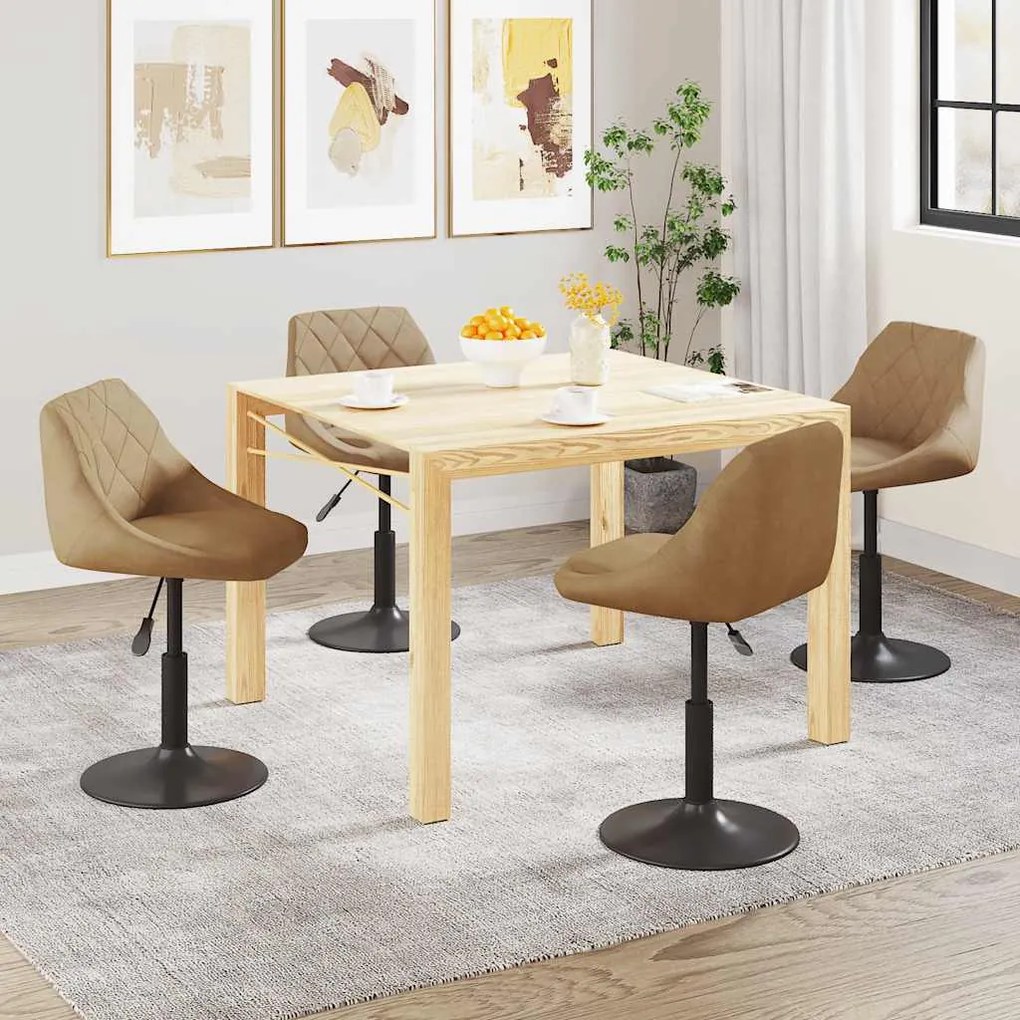 vidaXL Καρέκλες Τραπεζαρίας Περιστρεφόμενες 4 τεμ. Καφέ Βελούδινες