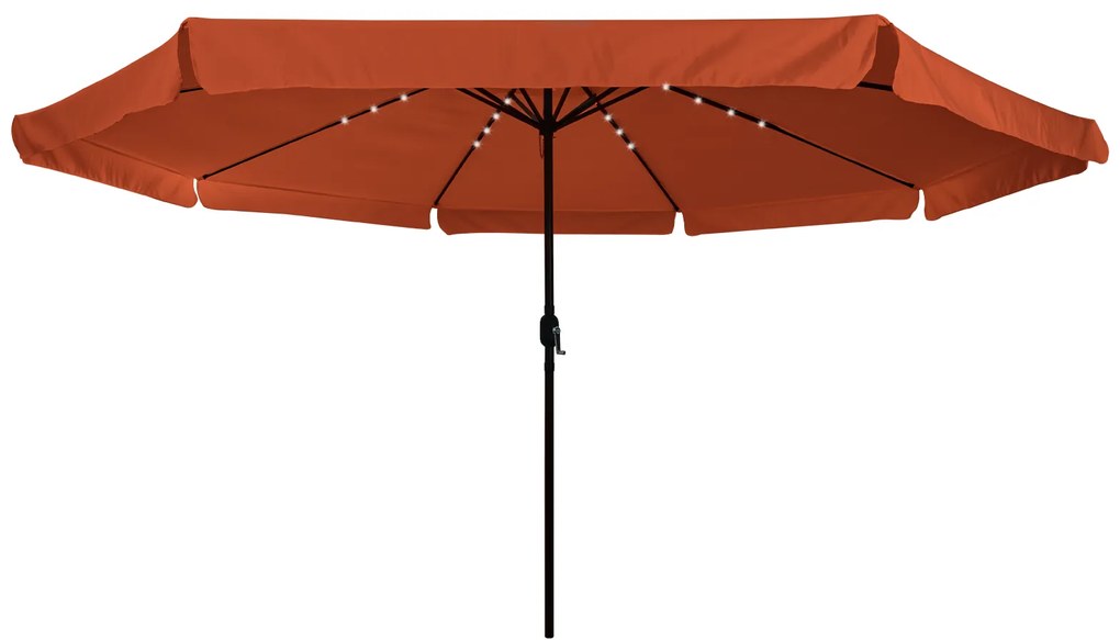 vidaXL Ομπρέλα Κήπου με Φώτα LED ø395x245 cm Terracotta