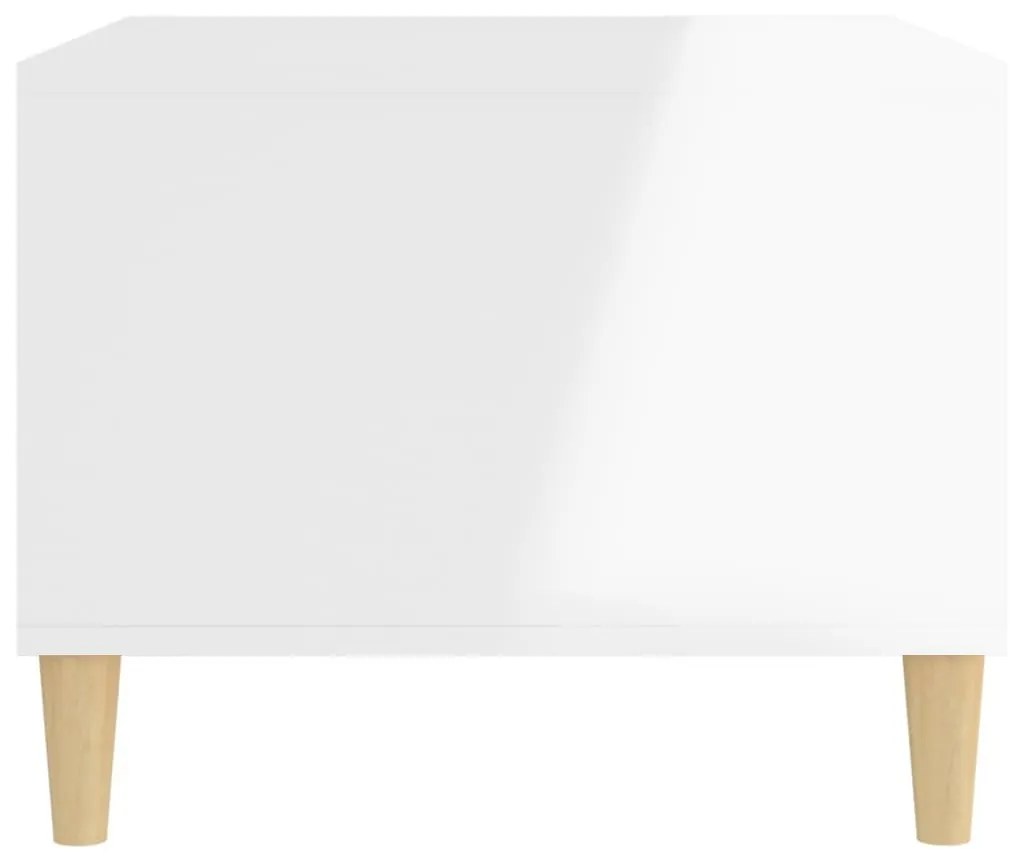 Τραπεζάκι Σαλονιού Γυαλ. Λευκό 60x50x40 εκ. Επεξεργασμένο Ξύλο - Λευκό