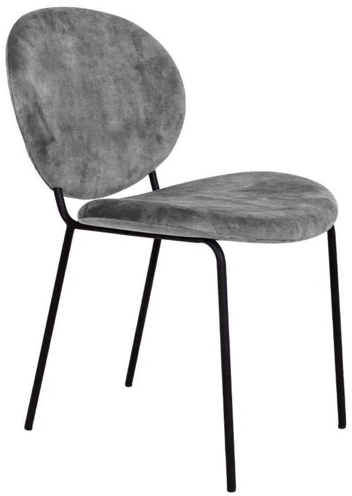 Καρέκλα Beetle 03-0910 60,5x54x84,5cm Silver Grey-Black Velvet, Metal