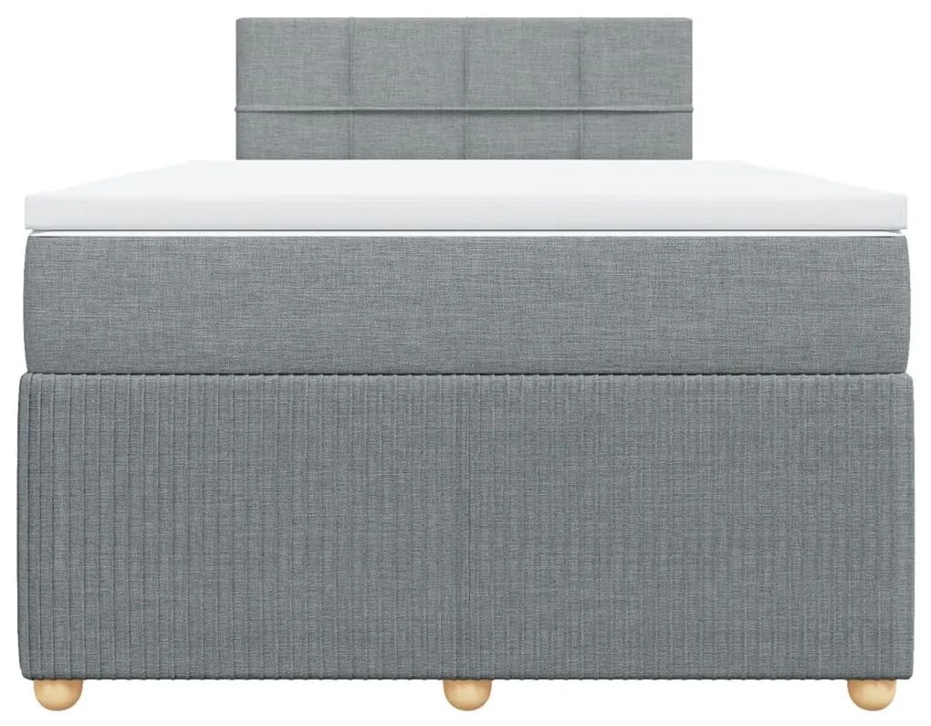 Κρεβάτι Boxspring με Στρώμα Ανοιχτό Γκρι 120x190 εκ. Υφασμάτινο - Γκρι