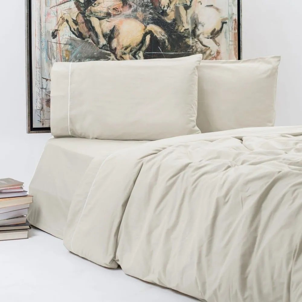 Σεντόνια New Solid 300+ (Σετ 4τμχ) Beige Aslanis Home Υπέρδιπλo 240x270cm 100% Cotton Satin