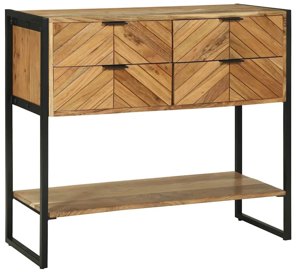 vidaXL Τραπέζι κονσόλας με ράφι Καφέ 90 x 35 x 80 εκ Μασίφ ξύλο μάνγκο