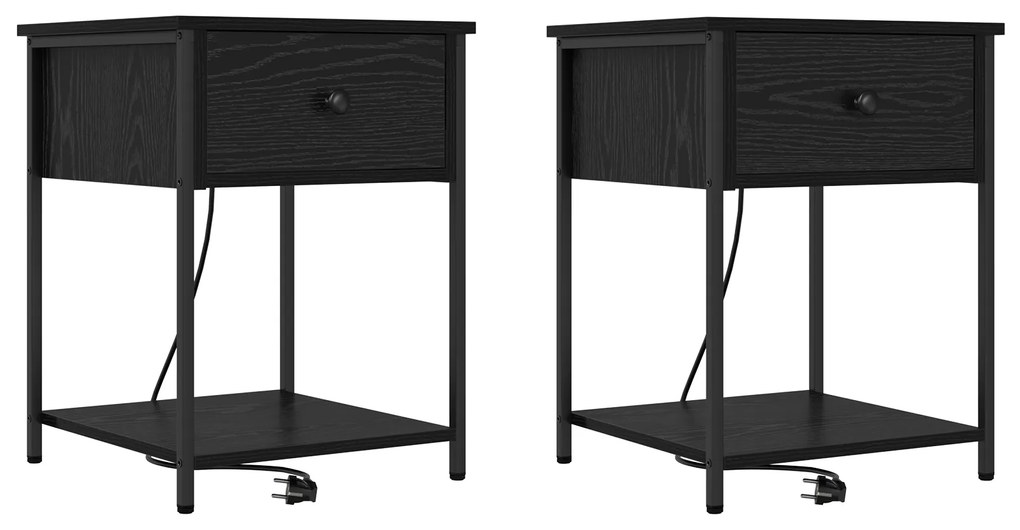 vidaXL Κουτιά Κρεβατοκάμαρας 2 pcs Μαύρη δρυς 42 x 41 x 56 εκ.
