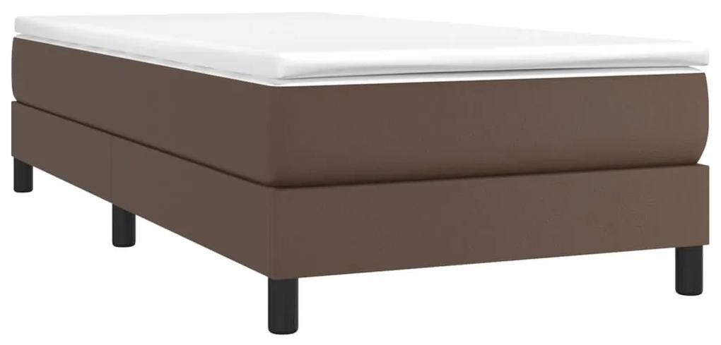 Κρεβάτι Boxspring με Στρώμα Καφέ 90x200 εκ. από Συνθετικό Δέρμα - Καφέ