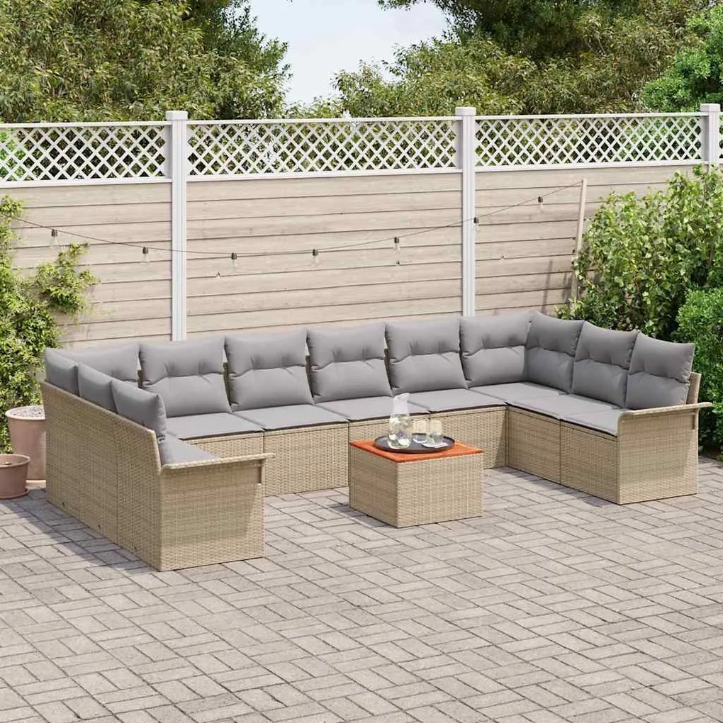 vidaXL Σετ Καναπέ Κήπου 11 pcs Μπεζ, Ανοιχτό Γκρι 55 x 55 x 37 εκ
