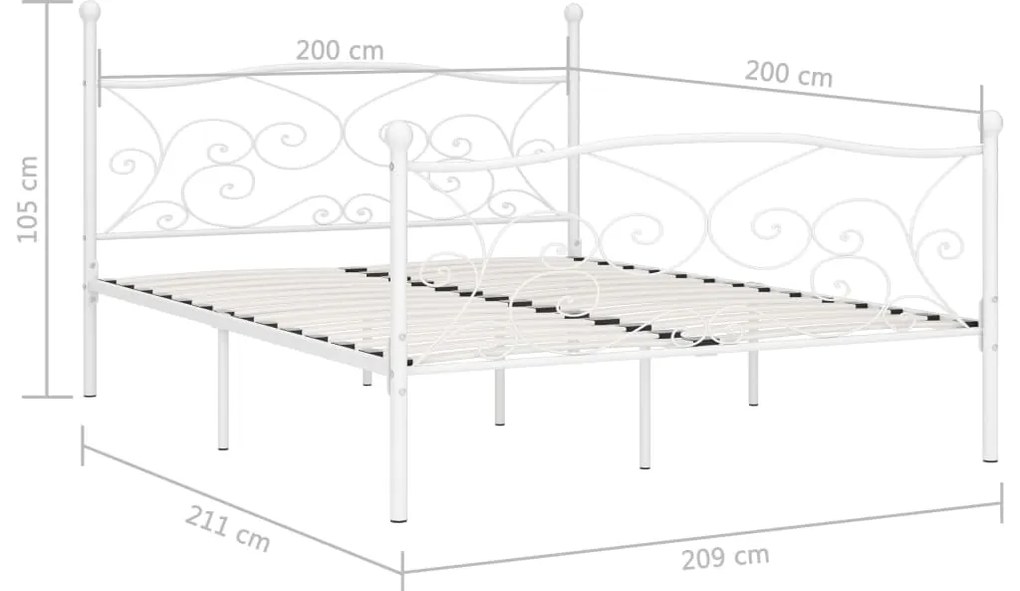 vidaXL Πλαίσιο Κρεβατιού με Τελάρο Λευκό 200 x 200 εκ. Μεταλλικό