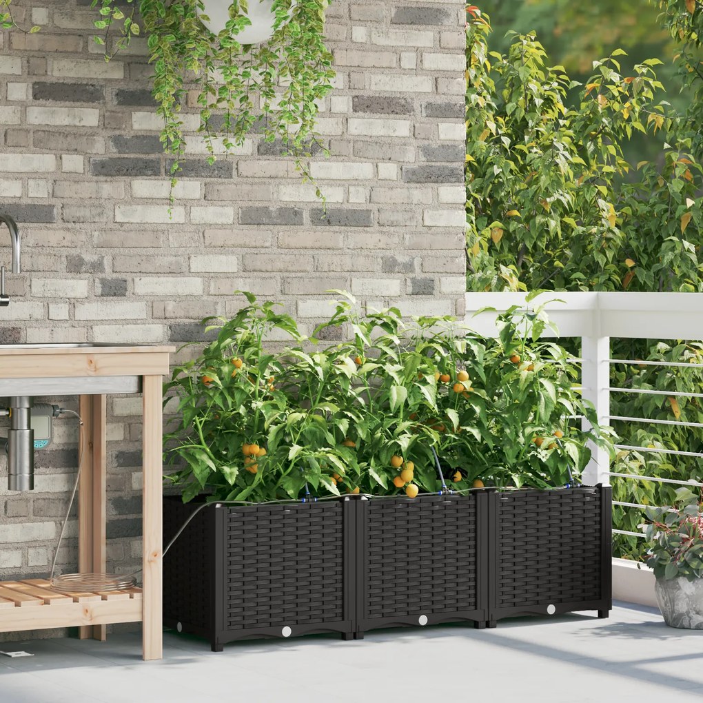 vidaXL Γλάστρες Κήπου 1 τεμ Μαύρο 120 x 40 x 37.5 cm Πλαστικό