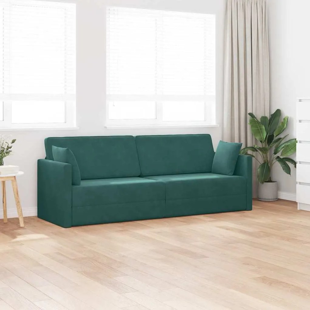 vidaXL Καναπές-κρεβάτι Σκούρο πράσινο 213 x 76 x 77 εκ Βελούδο
