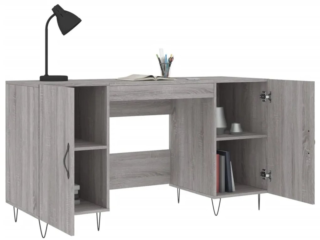 vidaXL Γραφείο Γκρι Sonoma 140 x 50 x 75 εκ. από Επεξεργασμένο Ξύλο