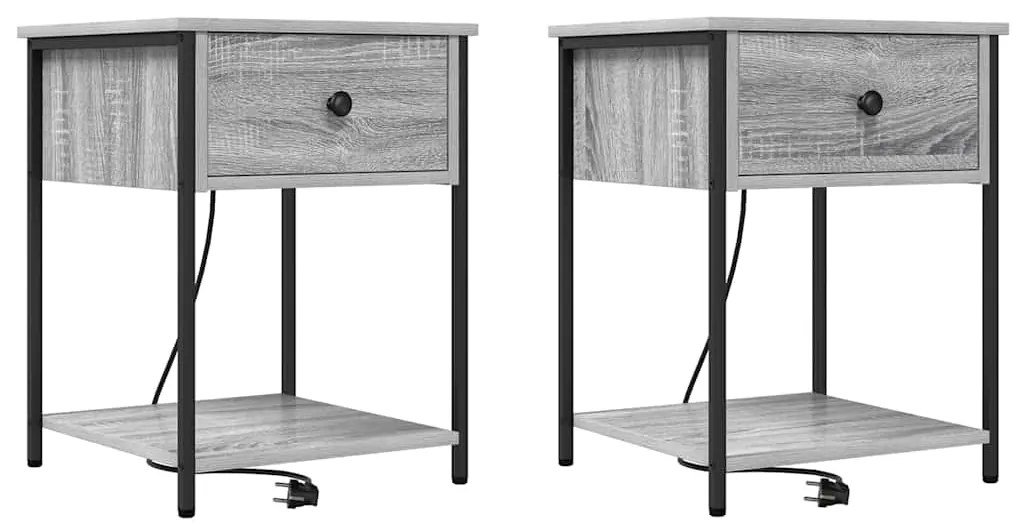 vidaXL Κομοδίνο 2 pcs Γκρι sonoma 42 x 41 x 56 εκ. Επεξεργασμένο ξύλο
