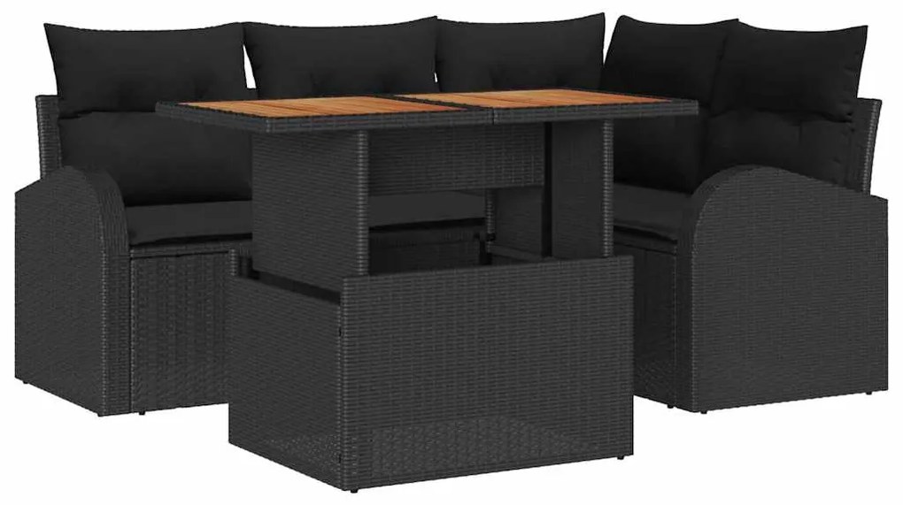 vidaXL Σετ Καναπέ Κήπου με μαξιλάρι 5 pcs Μαύρο 100 x 55 x 73 εκ