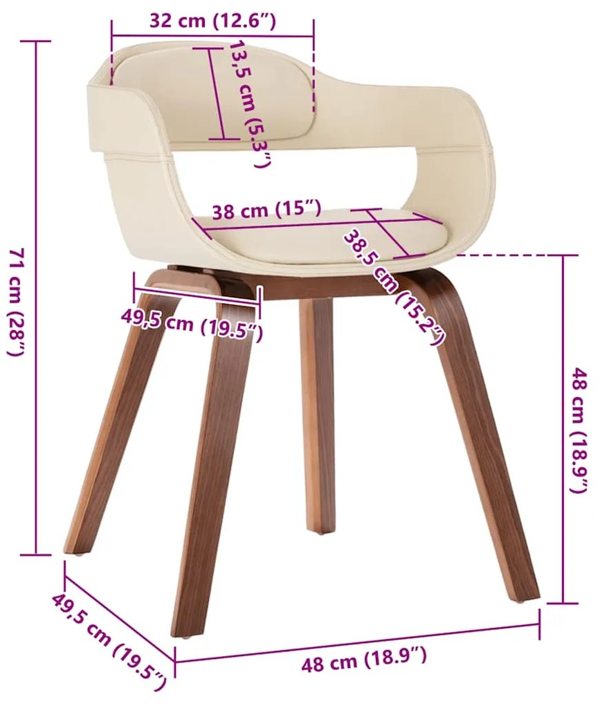 vidaXL Καρέκλα Τραπεζαρίας Λευκή από Λυγισμένο Ξύλο / Συνθετικό Δέρμα