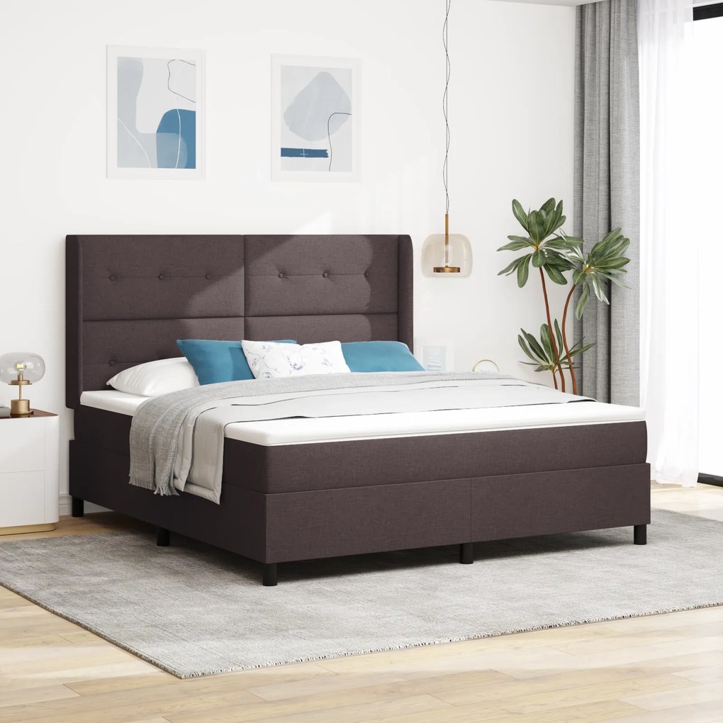 vidaXL βίδαXL Κρεβάτι Box Spring με Στρώμα Σκούρο καφέ 180x200 εκ. Υφασμάτινο
