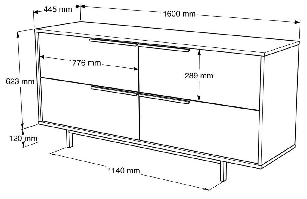 Κονσόλα ArteLibre CARTMEL Λευκό Μοριοσανίδα/Μέταλλο 44.5x160x74.3cm