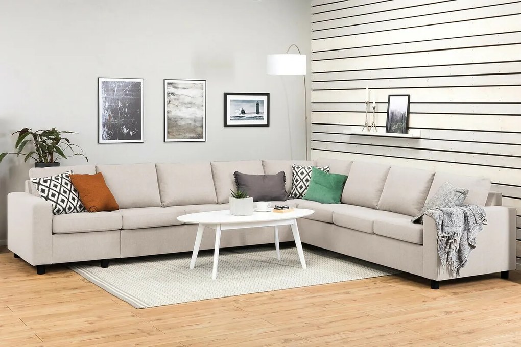 Γωνιακός Καναπές Scandinavian Choice C158, Ανοιχτό καφέ, 345x285x86cm