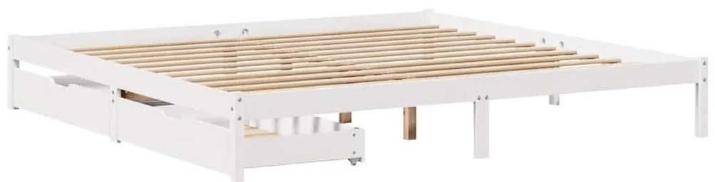 vidaXL Σκελετός Κρεβ. Χωρίς Στρώμα Λευκό 200x200 εκ Μασίφ Πεύκο