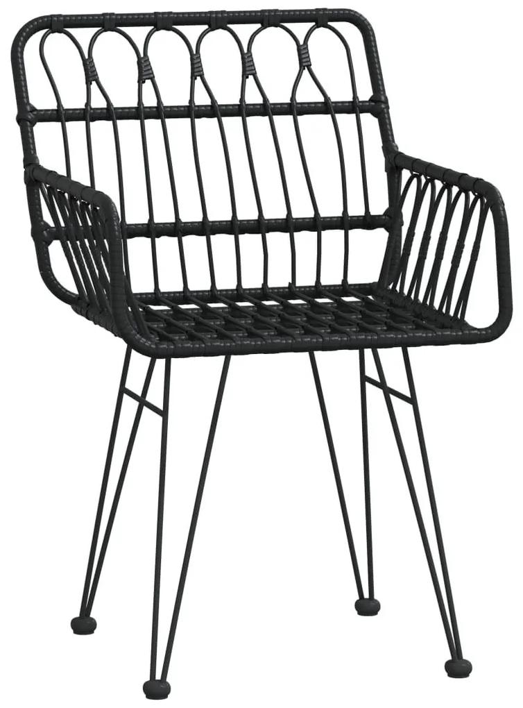 Καρέκλες Κήπου 2 τεμ. Μαύρες 56x64x80 εκ. Ρατάν Πολυαιθυλενίου - Μαύρο
